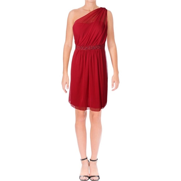 Adrianna Papell Dresses & Skirts - NWT Adrianna Papell One Shoulder Red Sheath Dress